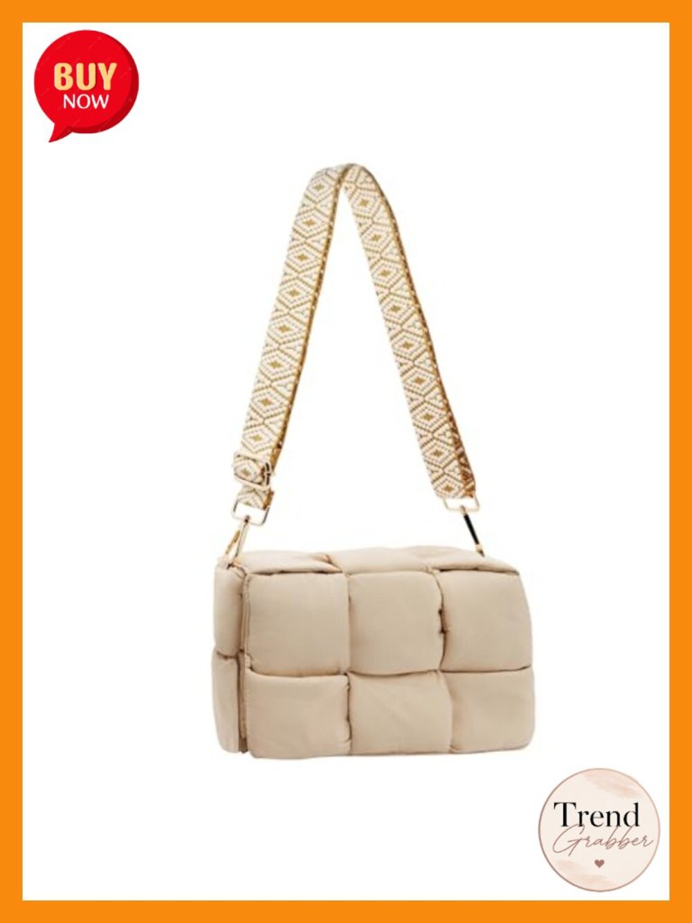 Woven Puffer Tote Crossbody Shoulder Bag Lightweight Nylon Women